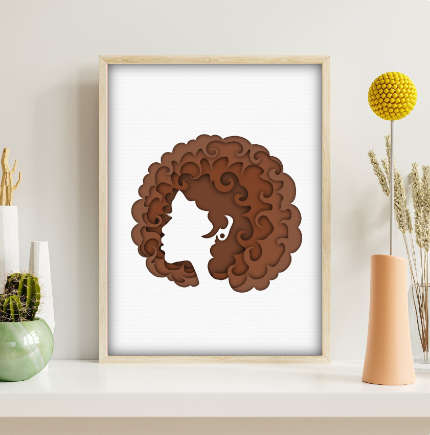 Black Woman, Digital print, Afro poster, silhouette art