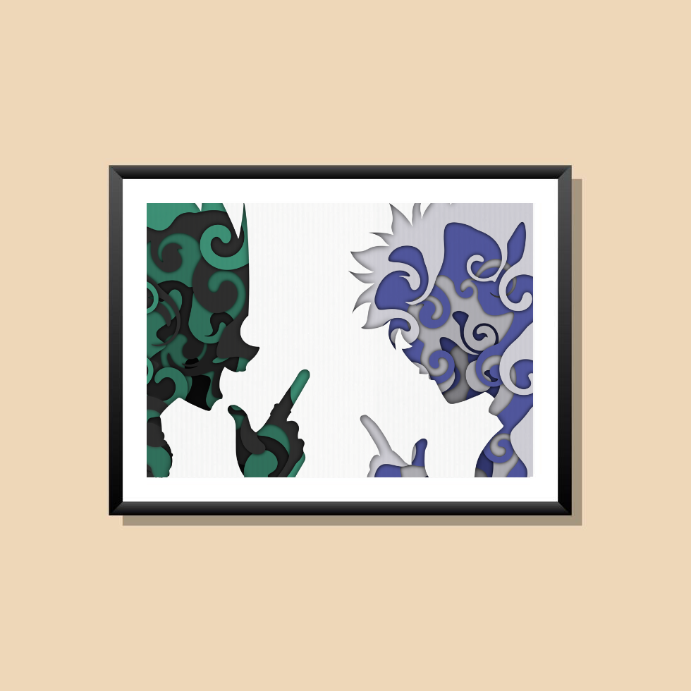 Gon & Killua , Anime Digital print, Hunter x Hunter poster, silhouette art , abstract art, Hunter x Hunter