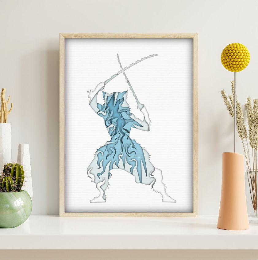 Zenitsu , Anime Digital print, Demon slayer poster, silhouette art