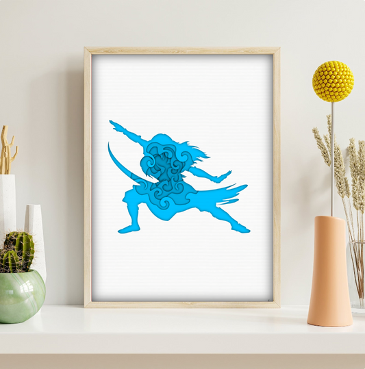 Katara, Digital print, the last airbender poster, silhouette art