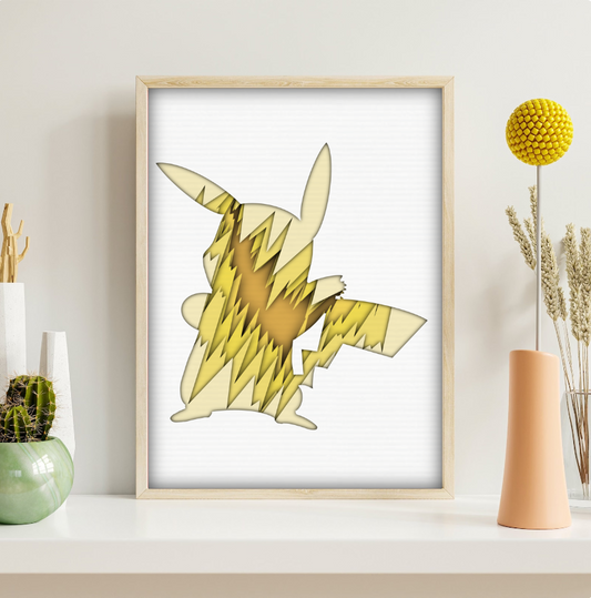 Pikachu poster , Anime Digital print, Pokémon poster, silhouette art